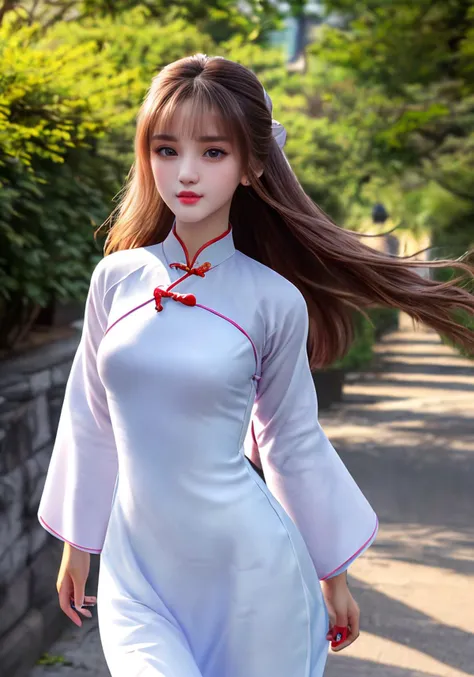 (high resolution:1.1), (8k, RAW photo:1.2), (sharp focus:1.3), (face focus:1.3), full body, (23yo:1.3), (1 very girl wearing detailed aodai:1.5),(slim face), (flowing shine hair:1.3), (ennui), large breasts, scenery, bangs, (clear eyes), (symmetrical eyes:1.2), looking into the camera, toned, (cute), (beautiful), from below, <lyco:GoodHands-beta2:1>, <lora:more_details:0.4>,