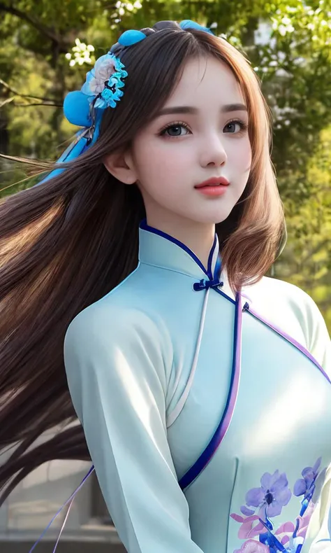 (high resolution:1.1), (8k, RAW photo:1.2), (sharp focus:1.3), (face focus:1.3), full body, (23yo:1.3), (1 very girl wearing detailed __*/colors__ aodai:1.5),(slim face), (flowing shine hair:1.3), __*/haircolor__, (ennui), large breasts, scenery, bangs, (clear __*/colors__ eyes), (symmetrical eyes:1.2), looking into the camera, toned, (cute), (beautiful), from below, __*/Location/*__, <lyco:GoodHands-beta2:1>, <lora:more_details:0.4>,