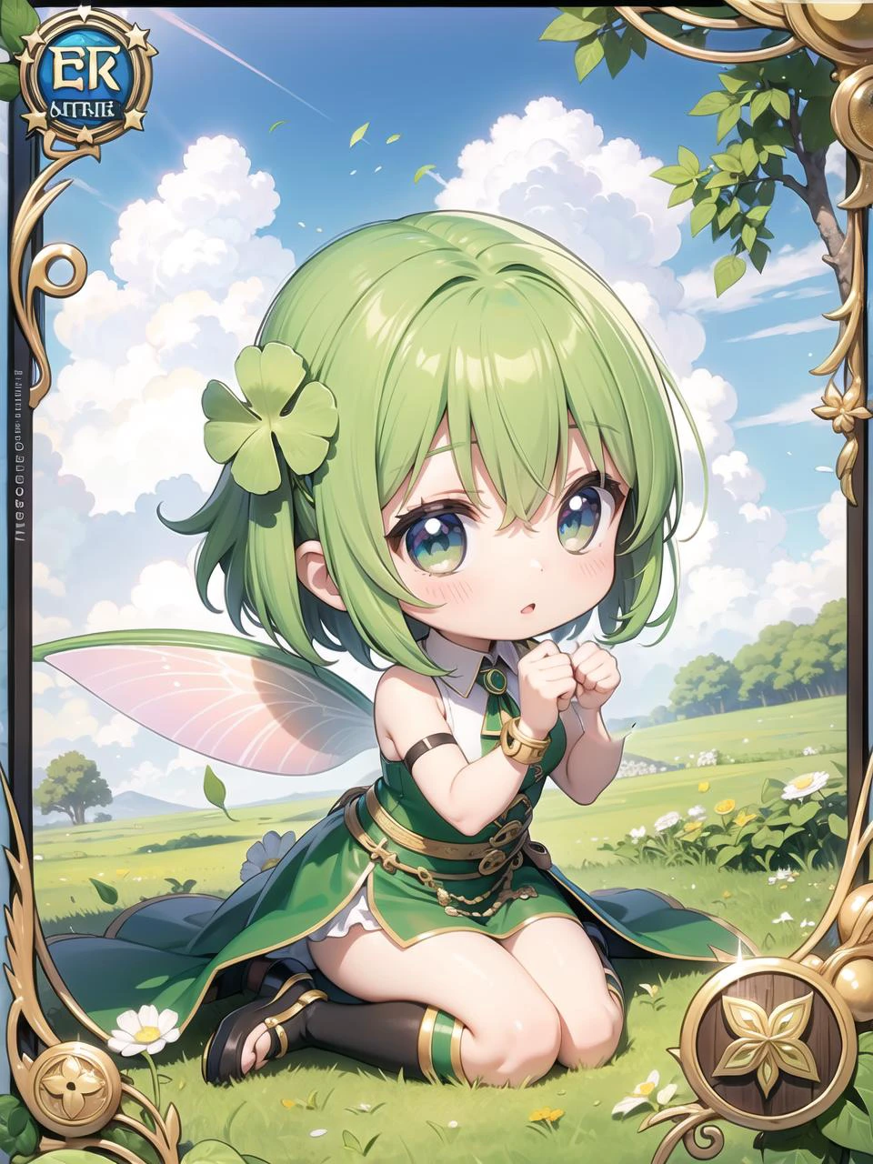 Celtic mythology, fairy, chibi, four Leaf Clover, SSR