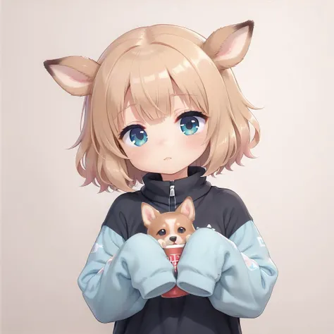 deer dog <lora:è¢æã¡:0.5> hold by sleeves, object interpose between sleeves, sleeves past wrists, sleeves past fingers