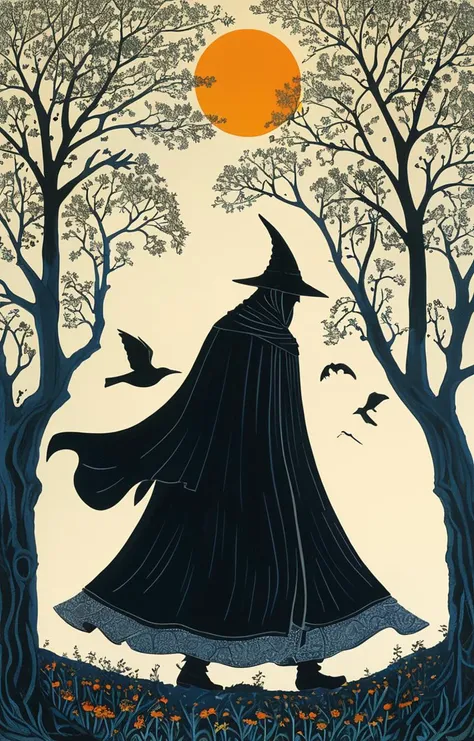 masterpiece,best quality,<lora:tbh151-sdxl:0.8>,illustration,style of Rob Ryan, Nazgul over sleeping town