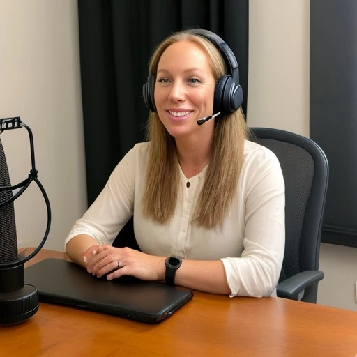 BobbiAlthoff sitting in a chair doing a podcast, <lora:bobbiAlthoff_V1:1.0>