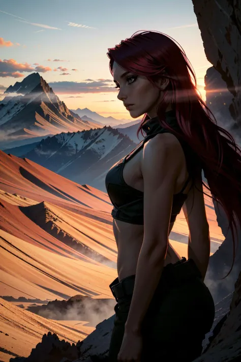 ((ultra detailed, masterpiece, best quality))
 <lora:CyberCuteGirlRedHair:0.8>
CyberCuteGirlRedHair, 1girl, solo, long hair, At the edge of a cliff, dramatic silhouette pose, golden hour lighting, vast mountain range as the breathtaking backdrop