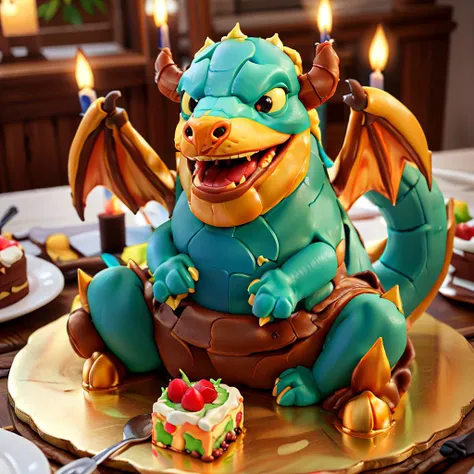 CakeStyle dragon. Marzipan cake shaped like dragon. <lora:CakeStyle:0.55>