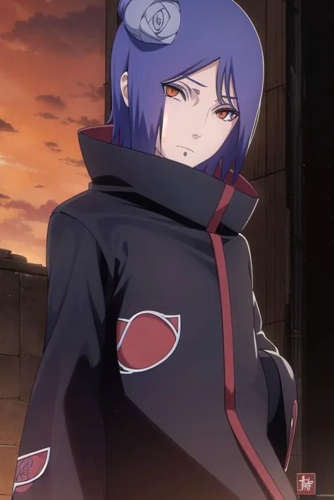 konan, <lyco:konanv2.5-lyco-nochekaiser:1>,
konan, short hair, hair ornament, blue hair, flower, hair flower, (orange eyes:1.2), (labret piercing:1.2), eyeshadow,
BREAK coat, cloak, black coat, black cloak, (akatsuki uniform:1.5), akatsuki \(naruto\),
BREAK outdoors, forest, nature, sky, cloud, sun,
BREAK looking at viewer, (cowboy shot:1.5),
BREAK <lyco:GoodHands-beta2:1>, (masterpiece:1.2), best quality, high resolution, unity 8k wallpaper, (illustration:0.8), (beautiful detailed eyes:1.6), extremely detailed face, perfect lighting, extremely detailed CG, (perfect hands, perfect anatomy),