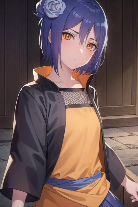 konan, <lyco:konan-lyco-nochekaiser:1>,
konan, blue hair, (orange eyes:1.5), short hair, hair ornament, flower, hair flower,
BREAK fishnets, japanese clothes, skirt,
BREAK cowboy shot, looking at viewer,
BREAK outdoors,
BREAK <lyco:GoodHands-beta2:1>, (masterpiece:1.2), best quality, high resolution, unity 8k wallpaper, (illustration:0.8), (beautiful detailed eyes:1.6), extremely detailed face, perfect lighting, extremely detailed CG, (perfect hands, perfect anatomy),