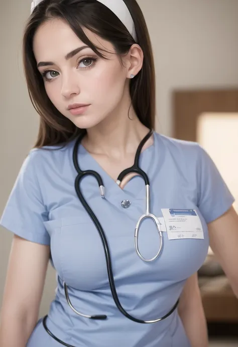 (masterpiece), best quality, ultra high res, (sharp focus), (photorealistic of eliol69), (medical female nurse),