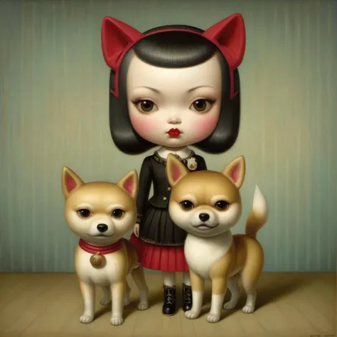 a photo of <lora:Mark Ryden Style:1>Mark Ryden Style - mark ryden high resolution, shiba inu