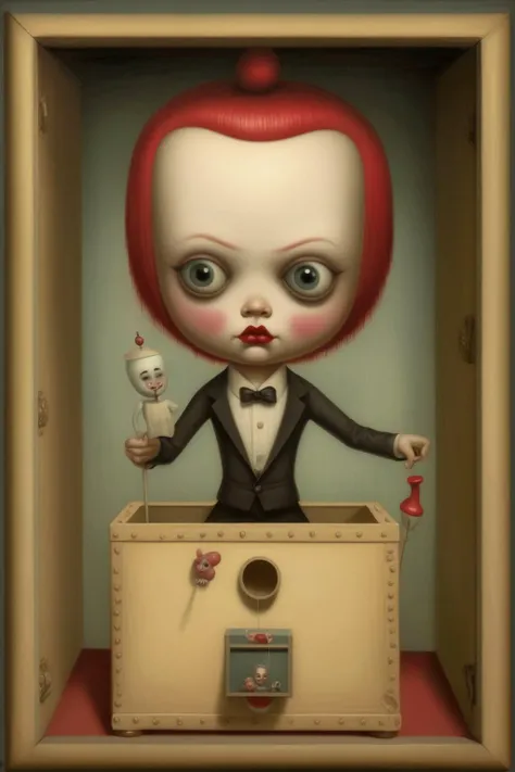 <lora:Mark Ryden Style:1>Mark Ryden Style - a jack-in-the-box in the style of a Mark Ryden painting