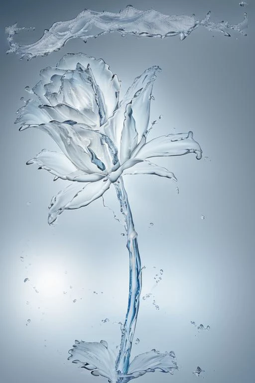 <lora:WaterMod:0.95> a translucent flower made of water