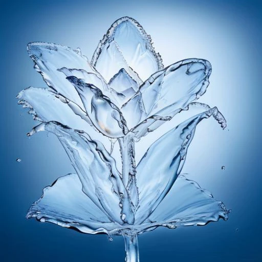 <lora:WaterMod:0.95> a translucent flower made of water