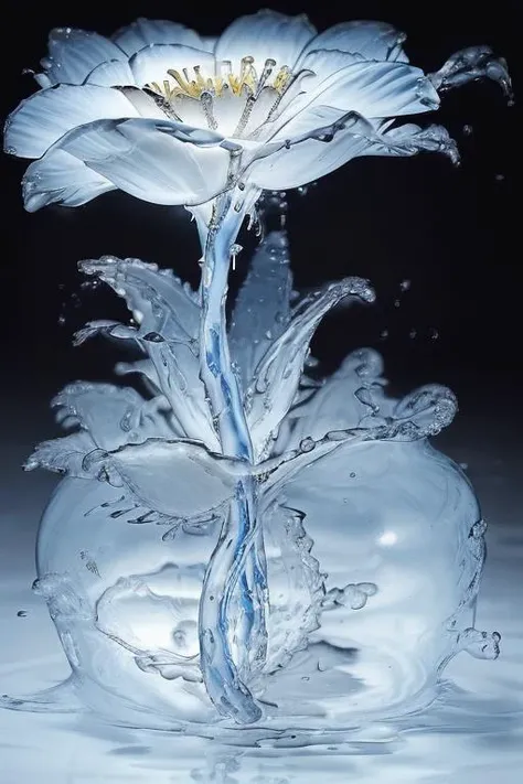 <lora:WaterMod:0.95> a translucent flower made of water
