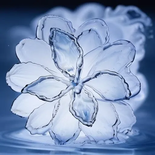 <lora:WaterMod:0.95> a translucent flower made of water