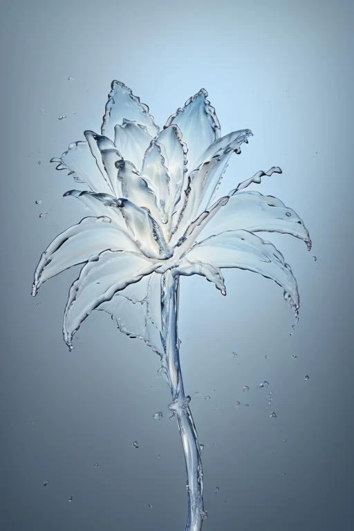 <lora:WaterMod:0.95> a translucent flower made of water