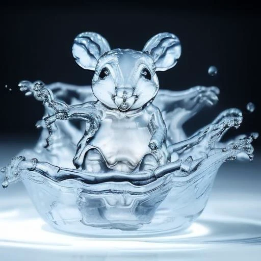 <lora:WaterMod:0.95> a translucent rat made of water