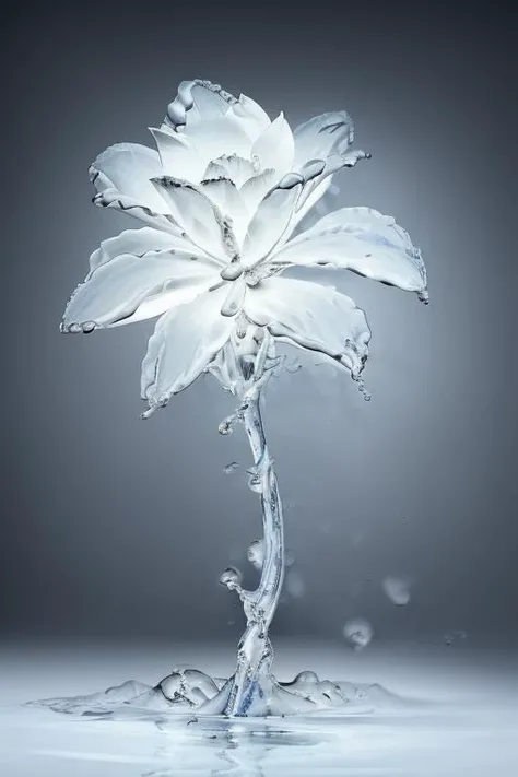 <lora:WaterMod:0.95> a translucent flower made of water