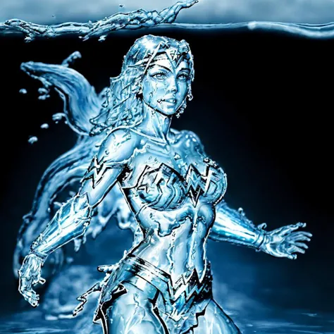 <lora:WaterMod:0.6>transparent wonder woman ((((made of water))))