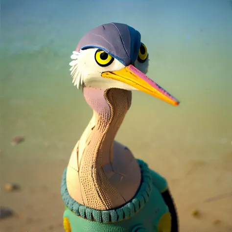 <lora:claycartoon:0.7>, clay, clay texture, cartoon, Heron wearing sweater || masterpiece, perfect quality, sharp focus, shallow depth of field, 8k