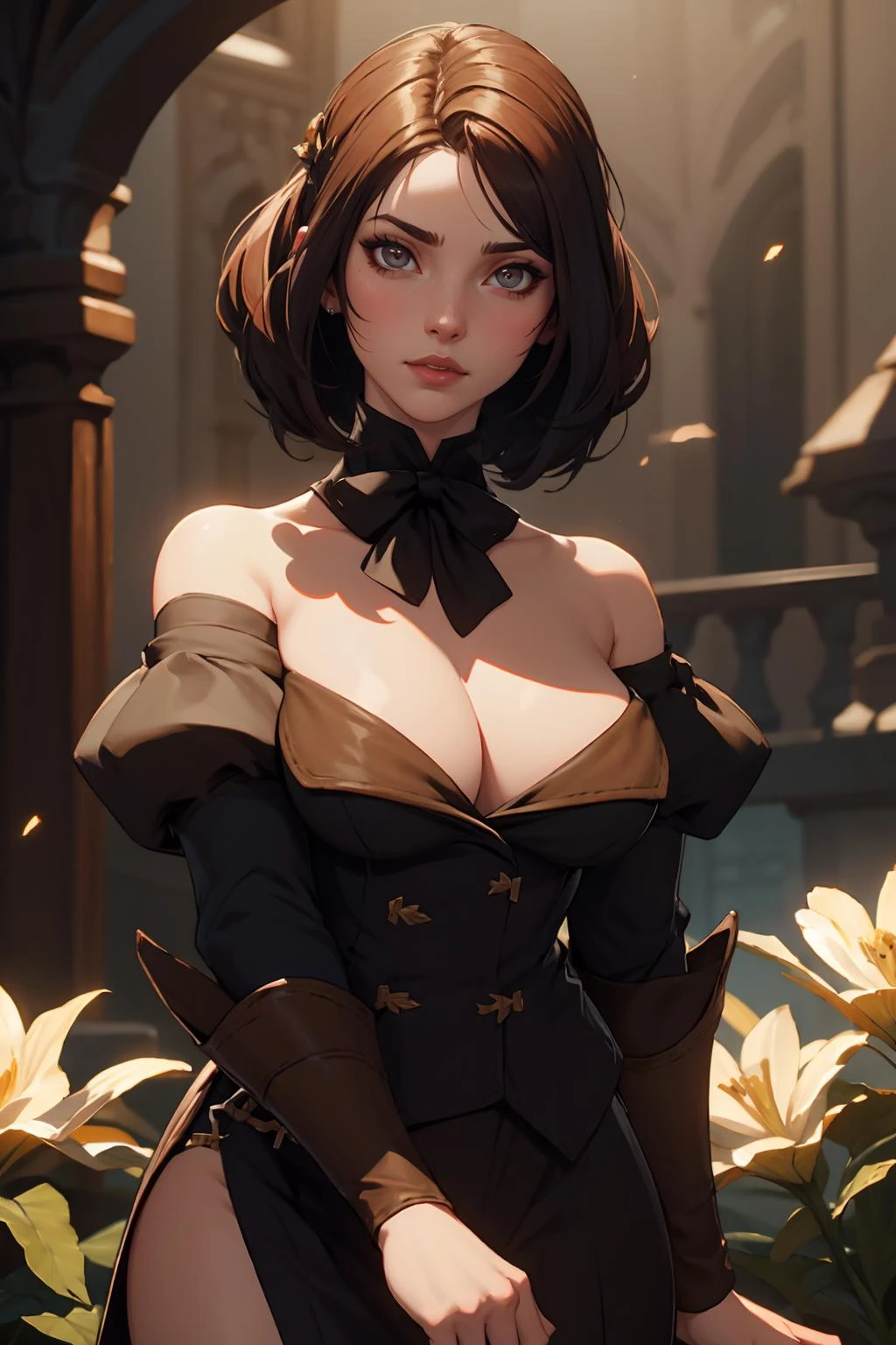highres, masterpiece, perfect lighting, bloom, cinematic lighting, adult, female, looking at viewer, xivhrcoatee, large breasts <lora:xivhrcoatee_v10:1>