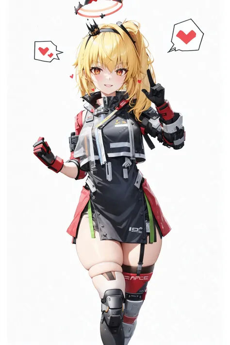 absurdres, highres, (masterpiece:1.2), (best quality, highest quality), sharp focus, <lora:EnvyGoodHands-beta2:0.4>,
<lyco:FennySB_LoHa_v3-000009:0.9>,
FennyADV, FennyADV halo, FennyADV white vest, FennyADV mini crown, FennyADV side ponytail, FennyADV asymmetrical two-tone gloves, FennyADV high-waist side slit skirt, FennyADV asymmetrical legwear, thigh strap, single leg pantyhose, uneven legwear, knee pads, FennyADV black hairband, streamer, FennyADV high heel boots,
curvy, groin, seductive smile, spoken heart,