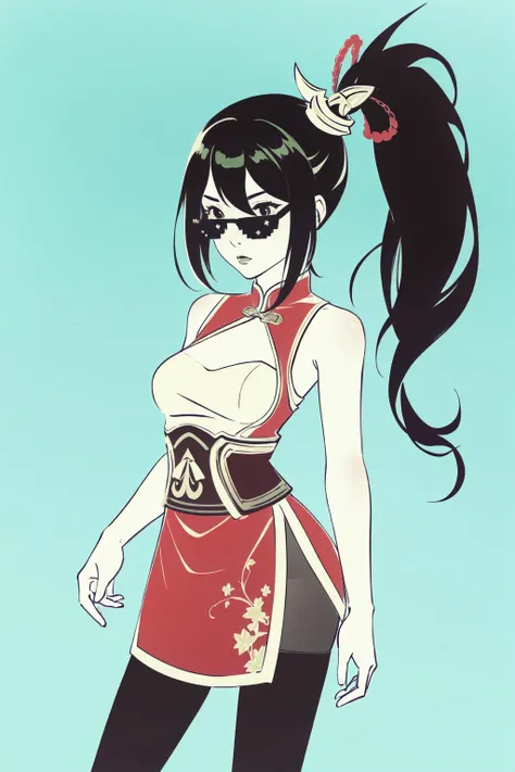 (masterpiece, best quality), intricate details,
1girl, <lora:firecracker_vayne:0.8> firecracker vayne, 1girl, glasses, china dress, hair ornament, ribbon, pantyhose, ponytail,
<lora:color_reversal_v10:1.2> <lora:DealWithIt:1.1> DealWithIt,