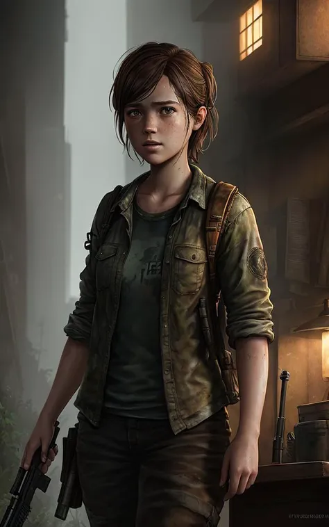 THE LAST OF US PART II girl, diffuse lighting, fantasy, highly detailed, digital painting, illustration, complex background