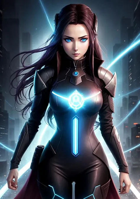 a digital painting of a woman with blue eyes, in the anime film ergo proxy, league of legends wallpapers, cartoon image, computer drawing, of a futuristic woman selk'nam, cortana, webtoon, among us video game, dark brown eyes with long, imperious, webtoons, clear gaze