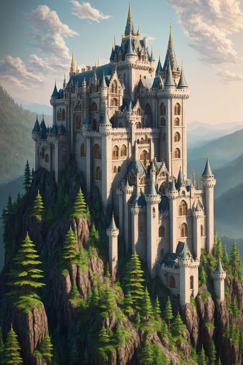 A forbidden castle high up in the mountains, pixel art, (intricate details:1.12), hdr, (intricate details, hyperdetailed:1.15), (natural skin texture, hyperrealism, soft light, sharp:1.2), game art, key visual, surreal, rutkowski, intricate digital art, soothing tones, (cartoon:0.3), (art:1.4), epic realistic, faded, neutral colors, (hdr:1.4), (muted colors:1.4), (intricate), (artstation:1.99), dramatic, intricate details, (technicolor:0.9), detailed, intricate, cinematic, detailed