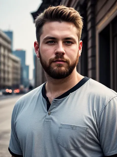 russian man,overweight,short hair,Beard,blonde,bright blue eyes,detailed face,contrast complex moskou city background,hyperrealistic,highly detailed,cinematic lighting,
realistic photo,documentary film frame,realistic lighting,realistic effects,sepia,