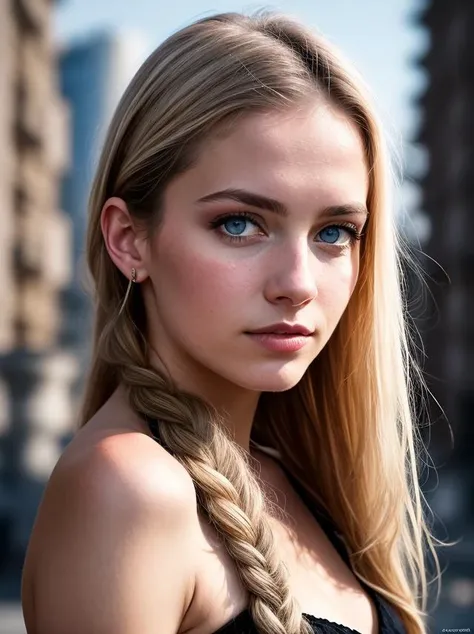 beautiful russian girl Anastasia,braided hair,platinum blonde,bright blue eyes,detailed face,contrast complex moskou city background,hyperrealistic,highly detailed,cinematic lighting,
realistic photo,documentary film frame,realistic lighting,realistic effects,sepia,