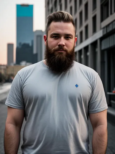 russian man,overweight,short hair,Beard,platinum blonde,bright blue eyes,detailed face,contrast complex moskou city background,hyperrealistic,highly detailed,cinematic lighting,
realistic photo,documentary film frame,realistic lighting,realistic effects,sepia,