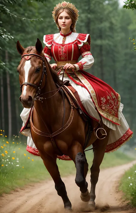 beautiful woman in a slavic folk costume riding the running,<lora:sxz-slavic-fantasy:0.5>,super resolution,ultra hd,megapixel,high details,detailed and intricate,(8k resolution),hyperrealistic,cinematic lighting,realistic photo,realistic lighting,realistic effects,flower_style,