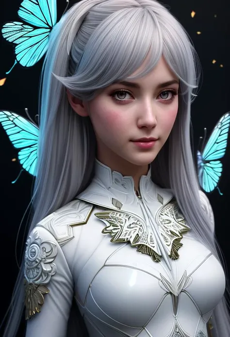 8k portrait,of beautiful girl white cyborg,elegant,majestic,digital photography,art by artgerm and ruan jia, surreal painting butterfly,highres,focus,colorful,paint,illustration,glow,impossible figures,paradoxical art,paradox,impossible geometry,hypercube,abstract fantasy castle,Beautiful Psychedelic Trippy White Intricate Detailed Elaborate,<lora:3DMM_V12:0.7>,<lora:LowRA:0.7>,