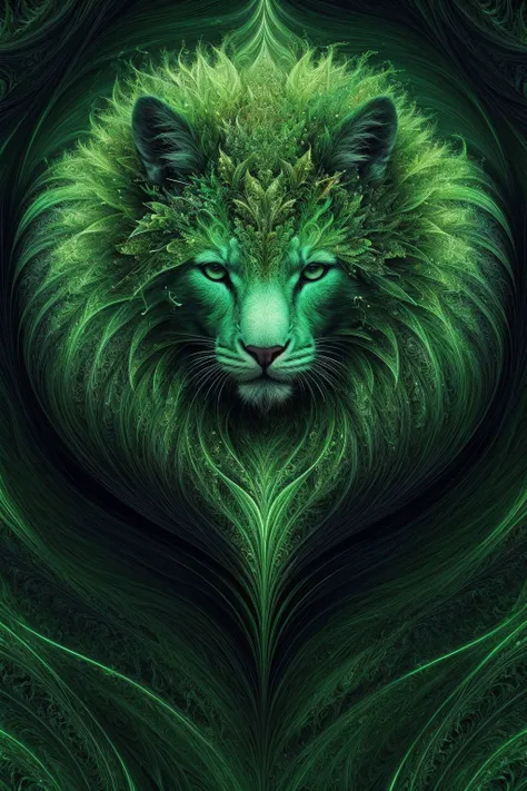 [woman | animal:10], (masterpiece, top quality, best quality, official art, beautiful and aesthetic:1.2), (fractal art:1.3), (bonding with nature), green colors theme, perfect shading, volumentric lighting, (goosebumps:0.6), wild life, dirty, nature