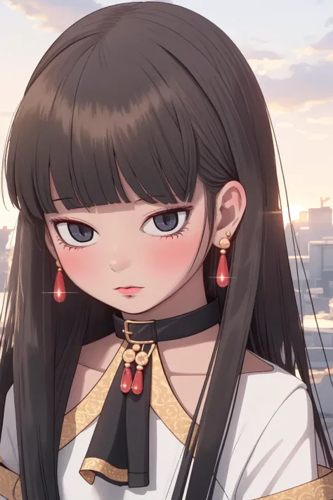 (masterpiece, best quality), intricate details,
1girl, <lora:Luna:0.8> 1girl, solo, black hair, long hair, blunt bangs, grey eyes, blush, collar, earrings,