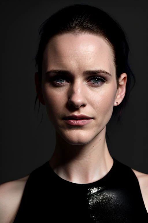 (CR-R4chelBrosnahan-frankyfrank2k:0.9), face closeup photo of woman, grey background, (slick undercut hair:1.0), (oiled shiny skin:1.0), (tilted angle shot:1.3),