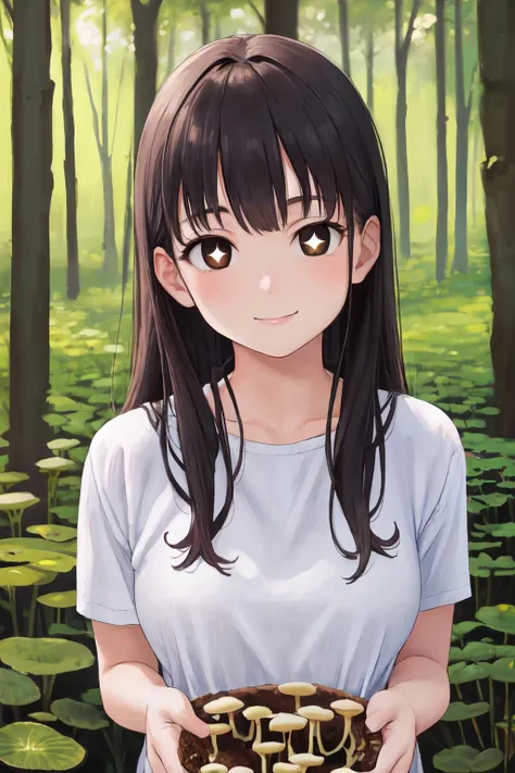 <lora:ganoderma_6:0.6>girl holding mushroom forest,
(best quality, masterpiece, RAW photo,ultra-detailed:1.2), <lyco:GoodHands-beta2:1.0>,1girl,solo,looking at viewer,smile,
<lora:siitake-eye:1>