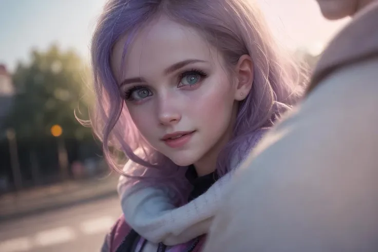 Modern suburb, outdoors, (very Cheerful children), (RAW photo, photography, photorealism), style of Brandon Woelfel, style of Jovana Rikalo, (direct eye contact with viewer), 8k UHD, DSLR, (HDR), [pink|mauve|light blue|lavender], Sunlight, natural lighting, outdoor light, 58mm, f/1.4G lens, f/8, iso 100, Neighborhood setting, [non-Euclidian geometry]