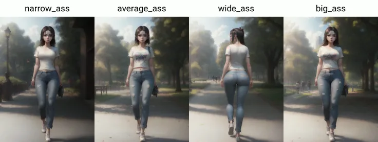 masterpiece, best quality, octane render, photoreal, realistic, Meilin walking in a park, narrow_ass, jeans, t-shirt, <lora:MIOandBaBV2RS:1>