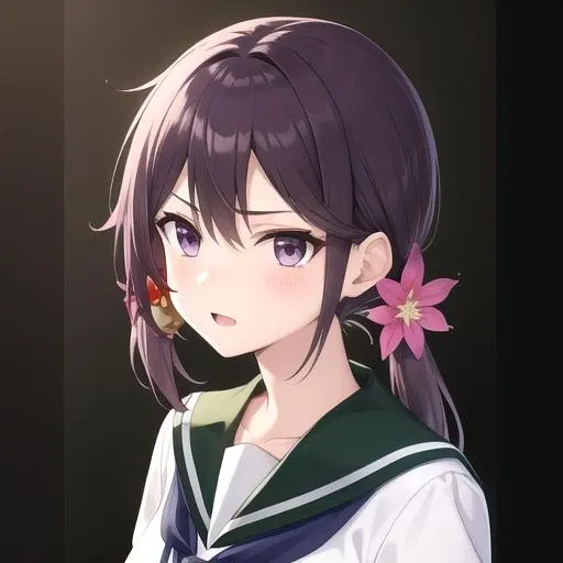((masterpiece)),(best quality),official art,extremely detailed CG,unity 8k wallpaper,ultra detailed,1girl,solo,upper body,(portrait:1.2),hair_ornament,jingle_bell,hair_bell,hair_flower,school_uniform,very_long_hair,side_ponytail,serafuku,purple_eyes,purple_hair,pleated_skirt,loafers,<lora:Akebono(kan)>,
