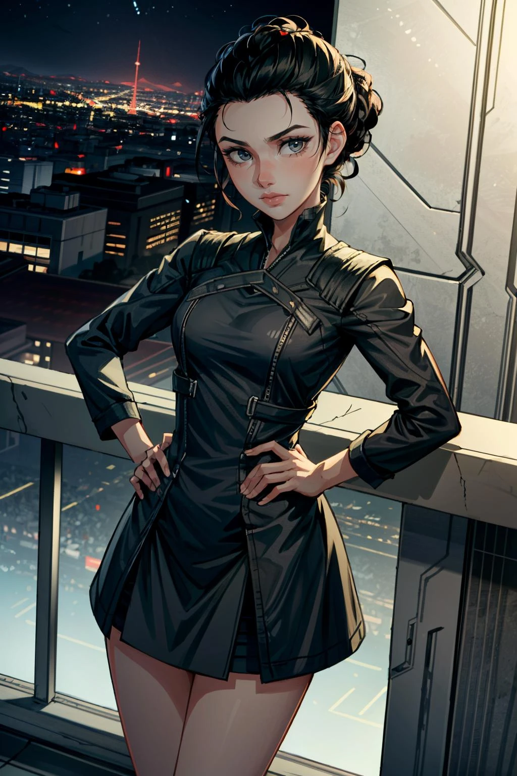 ((masterpiece, best quality))
<lora:add_detail:0.7>
<lora:ExpanseCaminaDrummer:0.8>
ExpanseCaminaDrummer, 1girl, solo, hair updo, overlooking a cityscape at night from a skyscraper, short dress, standing with hands on hips