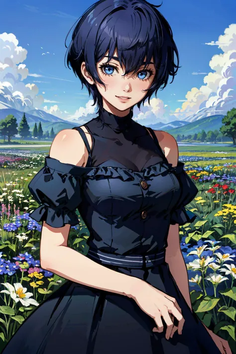 ((masterpiece, best quality))
<lora:Persona4NaotoShirogane:0.8>
Persona4NaotoShirogane, 1girl, solo, short hair, blue hair, blue eyes, In a field of wildflowers, wearing a flowing dress, smiling