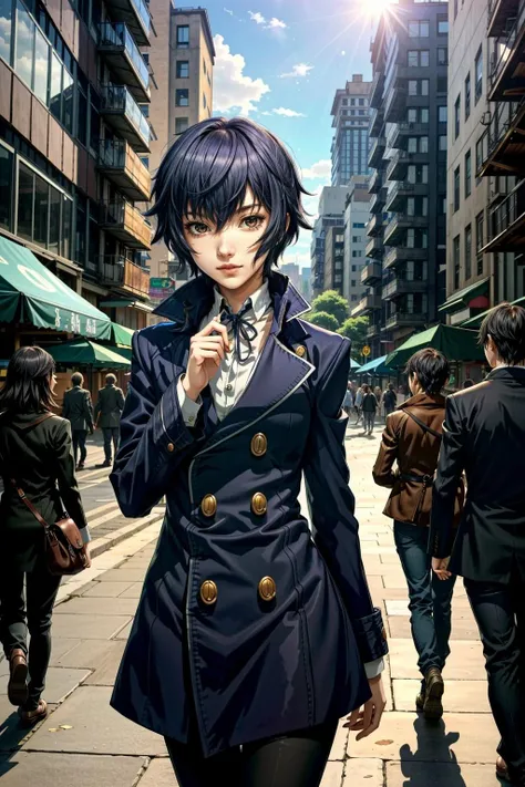 (masterpiece, best quality:1.3)
<lora:epi_noiseoffset2:1> <lora:add_detail:0.7> <lora:Persona4NaotoShirogane:0.8>
Persona4NaotoShirogane, 1girl, solo, short hair, bustling city square, morning, lively and dynamic with people going about their day under soft morning light