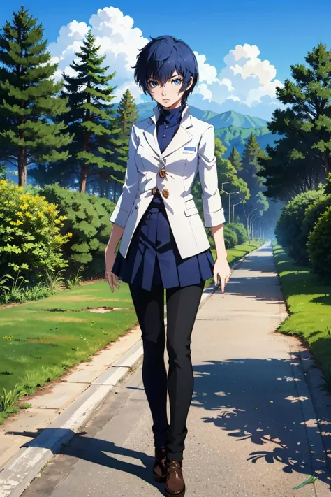 ((masterpiece, best quality))
 <lora:Persona4NaotoShirogane:0.8>
Persona4NaotoShirogane, 1girl, solo, blue hair, blue eyes, standing in front of a picturesque landscape, full body, with arms folded