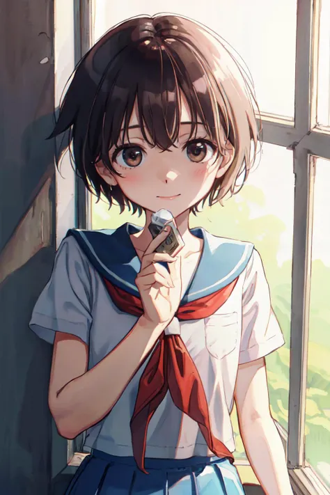 saki_m,
(best quality, masterpiece, RAW photo,ultra-detailed:1.2), <lyco:GoodHands-beta2:1.0>,1girl,solo,looking at viewer,smile <lyco:Saki_Miyanaga-10:1>
short hair, skirt, blue skirt, red neckerchief,serahuku,mah-jong , mahjong, indoor, Fixhand, from above,