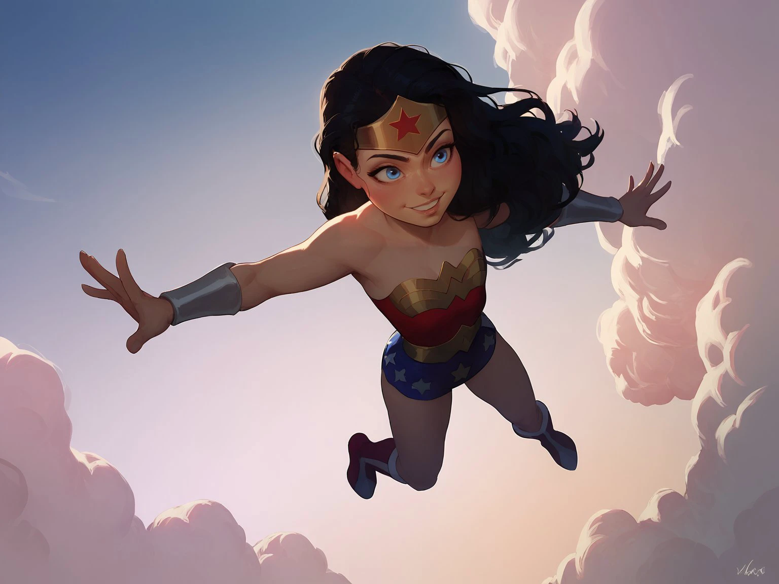 Ugly score_9, score_8_up, score_7_up,
<lora:WonderWomanKidsXL:1> 1girl, wonderwoman, black hair, long hair, blue eyes
full body, flying, sky, spread arms, from above, smiling
<lora:age_slider_v4:-4>
<lora:incase-ilff-v3-4:1>
zPDXL