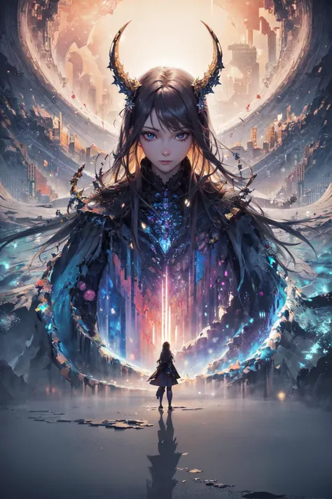 absurdres, highres, (official art, beautiful and aesthetic:1.2),
1girl, fractal art, shadow effects,