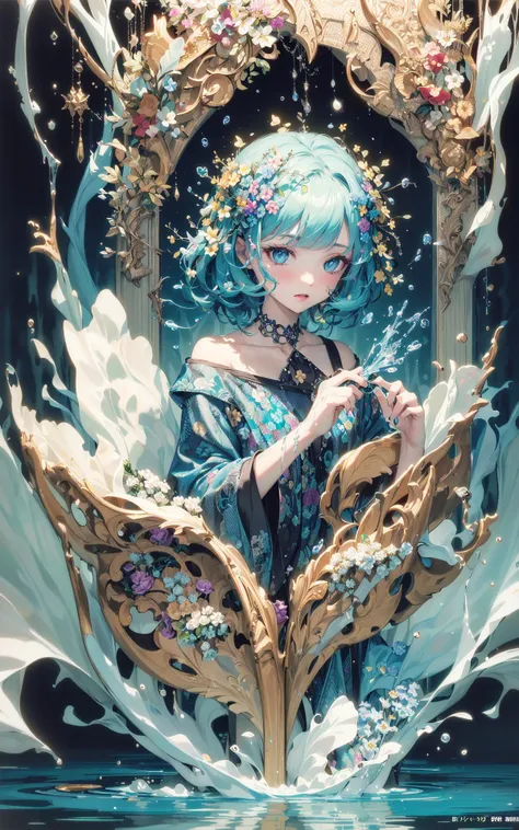 absurdres, highres, (official art, beautiful and aesthetic:1.2),
1girl, (pop art:1.2), (zentangle, flower effects, water effects, light effects:1.2), (Arts Dcoratifs:1.4),