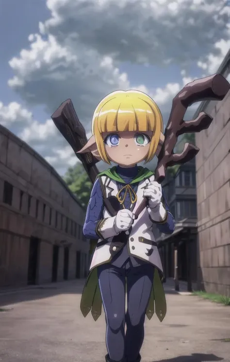 1 boy,more details in eyes,cute,looking at viewer, adorabel boy,cute face,details sky,handsome,young,juvenile,((masterpiece:1.4,best quality)),multiple details,colorful hair,eyeshadow,sfw,   full body, standing, (longstaff:1.5)
,(mare bello fiore) <lora:mare-overlord:1>