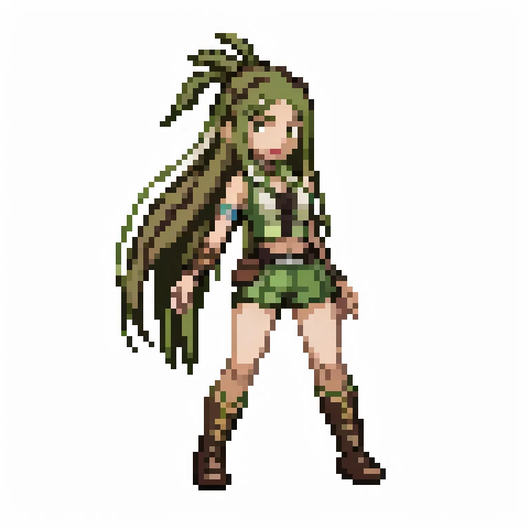 masterpiece, best quality, female, rhastafari, dreadlocks, dreads, head scarf, green outfit, (brown hair:1.3), hiker, gen3, holding, pokeball <lora:pk_trainer768_V1:0.6>